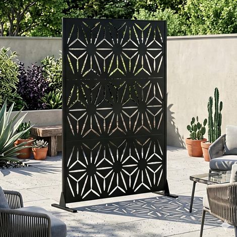 Panneau de confidentialité en métal noir 183 x 116 cm (1/5)