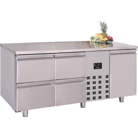 Table réfrigérée 1 porte et 4 tiroirs prof 700mm - Combisteel