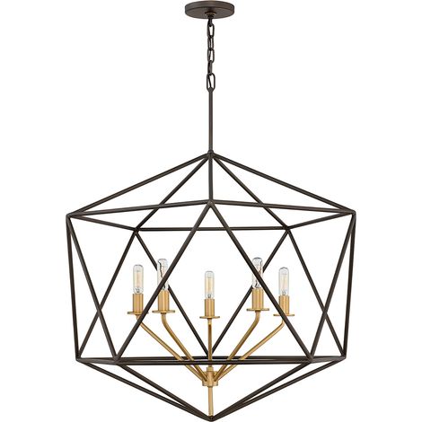 Lampadario Industrial Nordico Astrid Metallo Bronzo Opaco 5 Luci E14 (1/4)