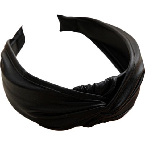 Headband - Cuir Faux Noir - Nœud Haut - Anti-dérapant - Pour Femme - Taille Réglable - 1 Pièce (1/5)