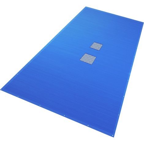 Bâche Piscine Rectangulaire en Polyéthylène 160g/m2 avec Filet d'Ecoulement Bâche Imperméable Résistante Double Couche avec Oeillets en Aluminium Couverture Étanche 5X10m (1/5)