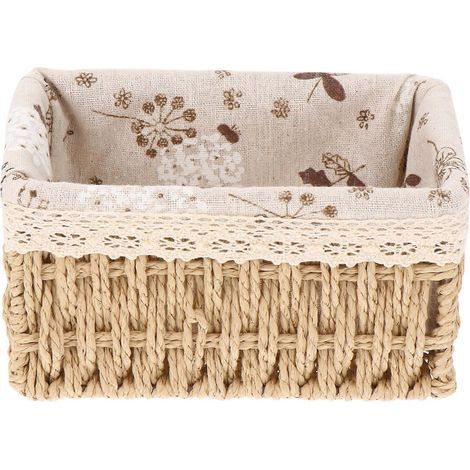 Geflochtener Aufbewahrungskorb aus Rattan, Organizer für diverse Gegenstände im Wohnzimmer, Aufbewahrungsbox fürs Büro – 18 x 12 x 9,5 cm – Braun (1/3)
