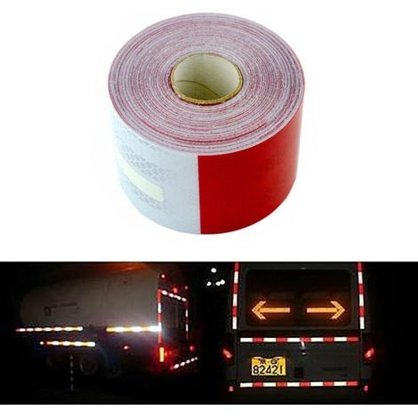 Ruban Adhésif Réfléchissant 5 Mètres Pour Voiture, Camion, Rouge, Blanc, Haute Visibilité (1/5)