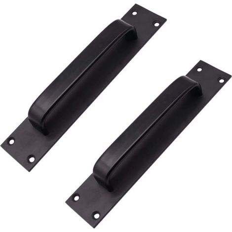 Lot de 2 poignées de porte coulissantes en alliag de zinc pour porte coupe-feu, poignées de porte d'armoire (noir) (1/5)