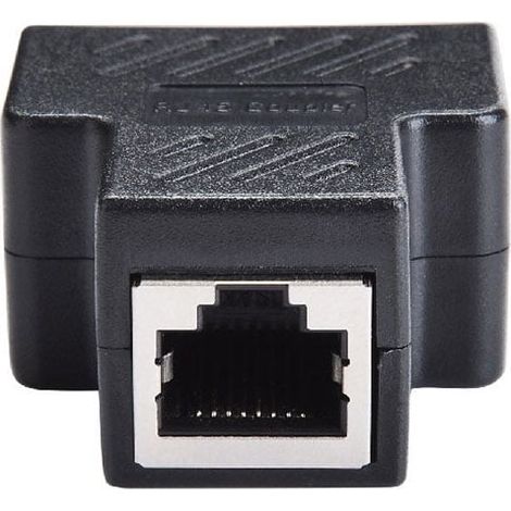 Adaptateur répartiteur RJ45 avec 1 à 2 ports (femelle à femelle), prolongateur Internet, connecteur réseau, prend en charge les câbles Ethernet Cat5, Cat5e, Cat6, Cat6e et Cat7, noir. (1/5)