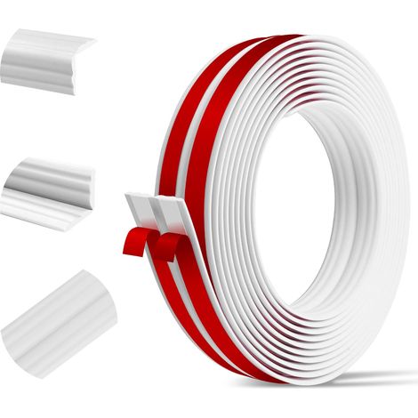 Moulure Murale Adhesive Decorative PVC Peel and Stick Moulure Flexible pour la Protection des Bords des Murs, Carrelages, Plans de Travail et Sols. (1/5)