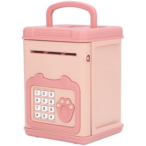 FENOPLASTICACoffre-fort électronique ATM pour enfants avec empreinte digitale, mot de passe et musique, rose (1/3)