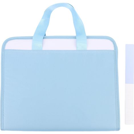 Organisateur de fichiers accordéon 13 poches, dossier de documents en toile extensible portable avec poignée étanche pour lettre A4 papier voyage école bureau bleu (1/5)