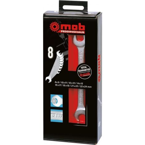 MOB - Jeu 8 clés fourches - 8x9-10x11-12x13-14x15-16x17-18x19-21x23-22x24 mm mm