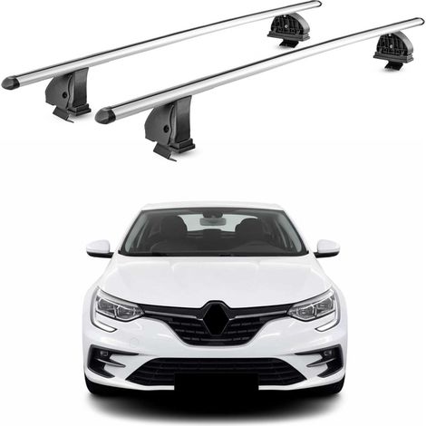 OMAC Aluminium Dachträger Querträger für Renault Megane IV Schrägheck Kombi 2016-2024 5Tür – TÜV / DIN 75302:2019 – Abschließbar – T-Nut – Max. 75 kg – 2 Stangen – Silber (1/5)
