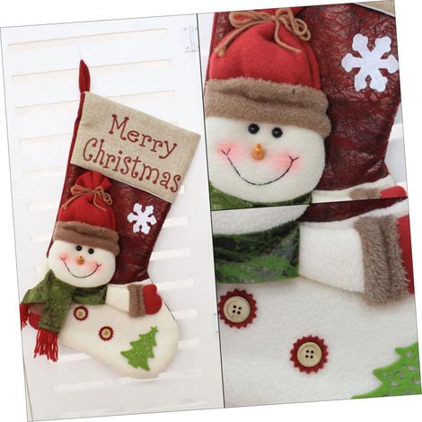 Chaussettes de Noël Décoration de chaussette de Noël 46 cm en peluche 3D Père Noël Bonhomme de neige (1/3)