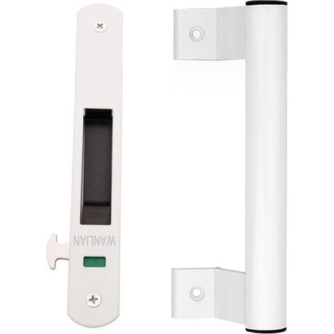 Set of Sliding Handles, Sliding Door Lock (White) Hook for Window, Recessed Sliding Door Hook Lock, Movable Door, One-sided Lock for Home (1/5)