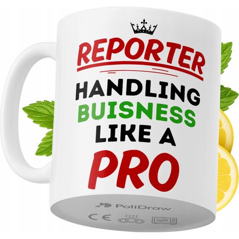 Taza para reportero. Divertida taza de café o té con diseño gráfico y texto humorístico. Taza ideal para cumpleaños, santos, días festivos. Taza premium para ocasiones especiales en casa, la oficina o (1/5)