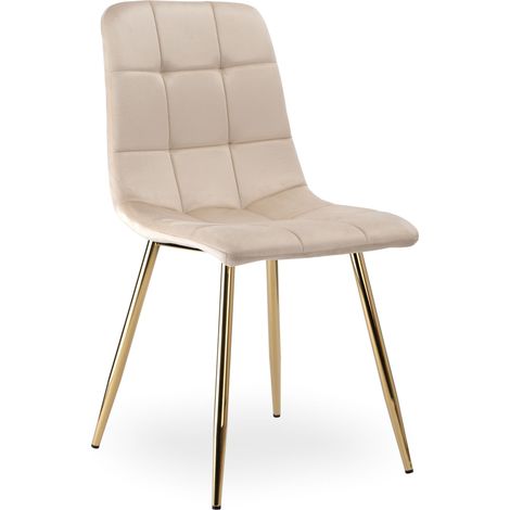 DENVER Samtstuhl in Gold und Beige
