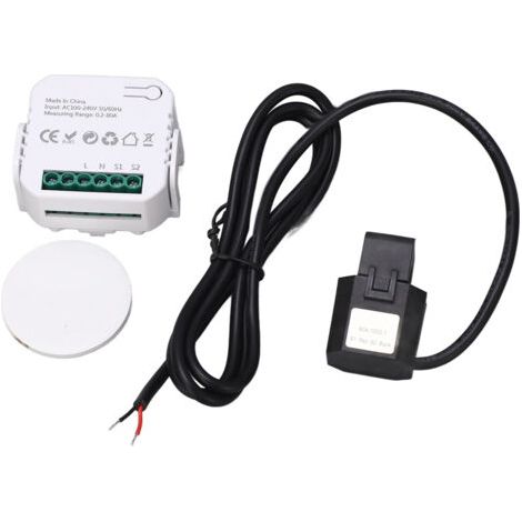 QORVA- Compteur d'énergie intelligent Wi-Fi, monophasé, avec pince de mesure de la consommation électrique, 100-240 VCA, noir (1/5)