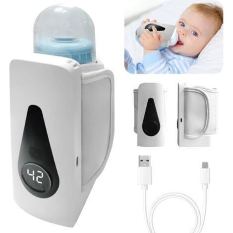 Chauffe-biberon Bébé, Chauffe-biberon Portable en Déplacement avec Écran LCD, 6 Températures Réglables, 24h D'isolation, Chauffe-Biberon USB pour la Maison en Déplacement Voyages (1/5)
