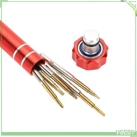 Tournevis de précision - FAFEICY - Kit poignée + 5 embouts - Acier chrome-vanadium - Rouge - T5/T6/Torx/Croix/Plat (1/5)
