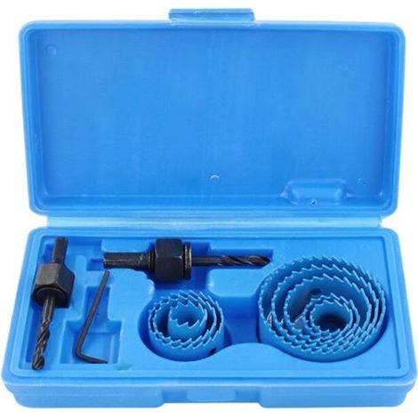 AIDUCHO 8 Pcs Kit Scies Cloches Bi-Métal En Acier Carbone 19-64mm Scie Cloche Coffret Pour Bois, Plaque De Plâtre Et Plaques De Plâtre - Blue (1/4)