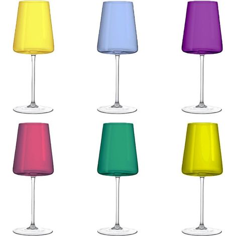 Lot de 6 Verres à Vin Multicolores en Verre 400 ml pour Service de Table et Réception - PANGIVO (1/5)