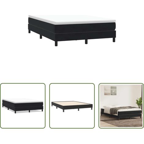vidaXL Confort - Sommier à lattes de lit sans matelas noir 140x210 cm velours (1/5)