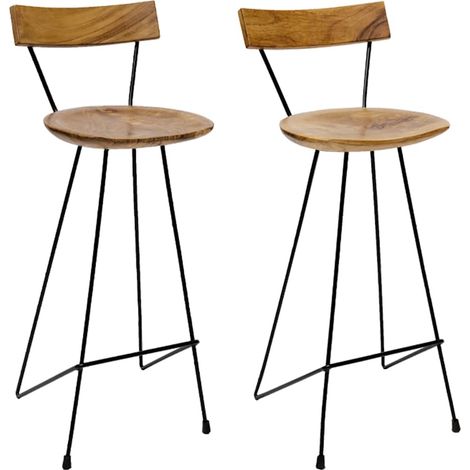 vidaXL Tabourets de bar lot de 2 bois de teck massif (1/5)