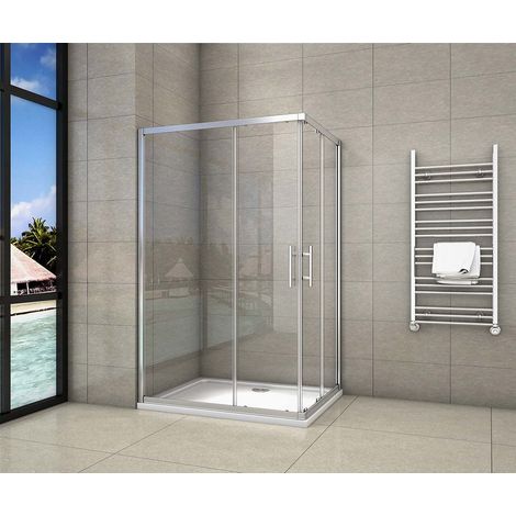 [PRODUIT D'OCCASION]Cabine de douche 80x110x195cm en 6mm verre anticalcaire porte de douche coulissante l'accès d'angle