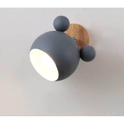 Lampe murale d'intérieur One Piece Scandinavian Style Cute Wooden Bear Bedside Table Lamp Bedroom Living Room Kids Room (Grey)-181821cm
