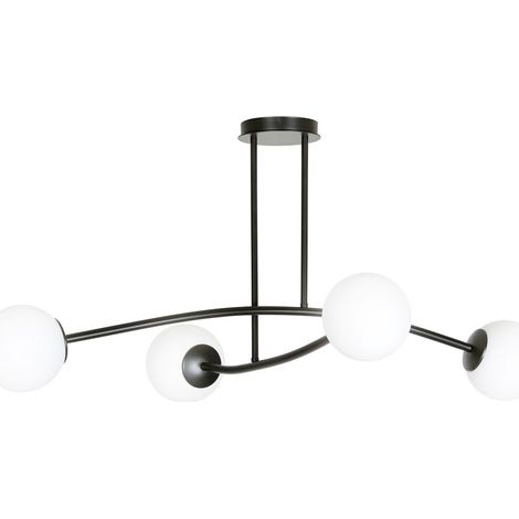 Plafonnier Emibig Halldor noir verre 4xE14 Ø108 cm (1/5)
