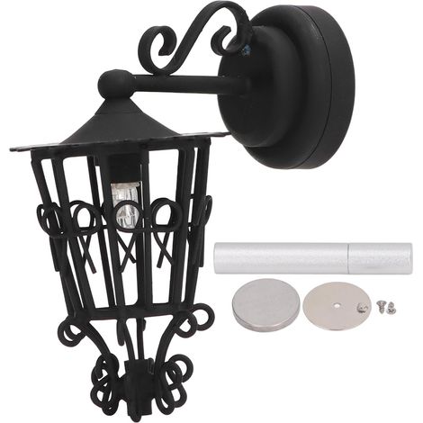 Luminaire Murale pour Maison de Poupée à Piles, Style Rétro avec Aimant pour Maisons de Poupées 1/12, Noir (1/5)
