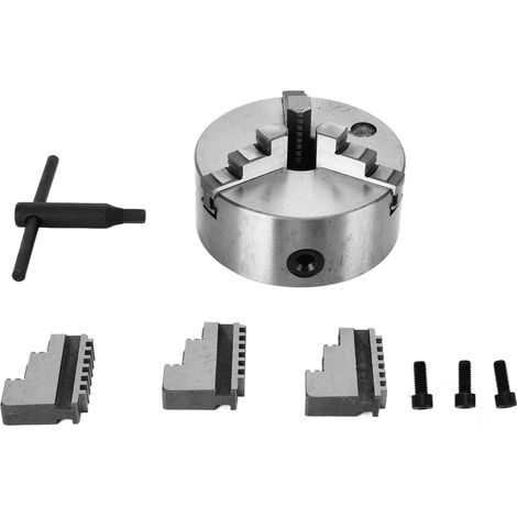 Mandrin auto-centrant pour tour à métaux 3 mors, accessoire de rechange K11-160 avec clé, kit de pièces (1/5)