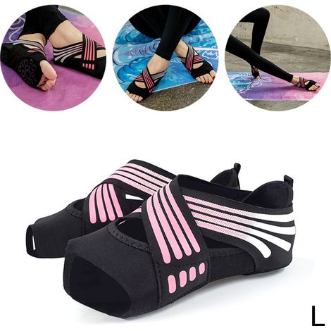 Chaussettes yoga femme 5 orteils Pilates fitness antidérapantes intérieur croisées (1/5)
