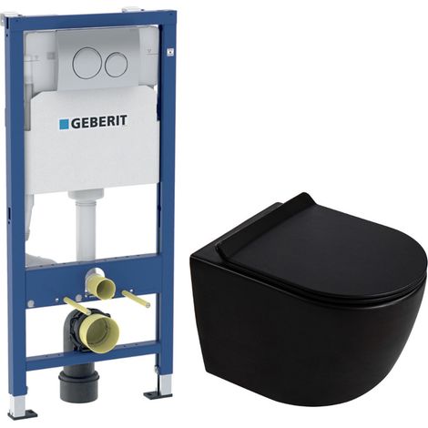 Duofix WC-Pack Vorwandelement + Wand-WC ohne Spülrand Ceramia PixL mit SoftClose-Sitz + Betätigungsplatte (GEBCEPXBMT01-IN)