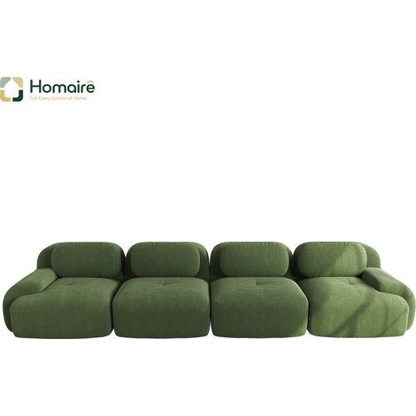 Canapé modulable en velours côtelé vert avec accoudoirs 388 x 103 x 75 cm HOMAIRE (1/4)