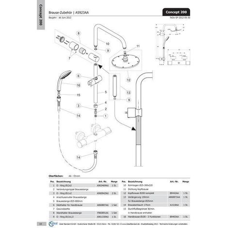 IS Wandbefestigung für Brausestange A5686AA, Chrom