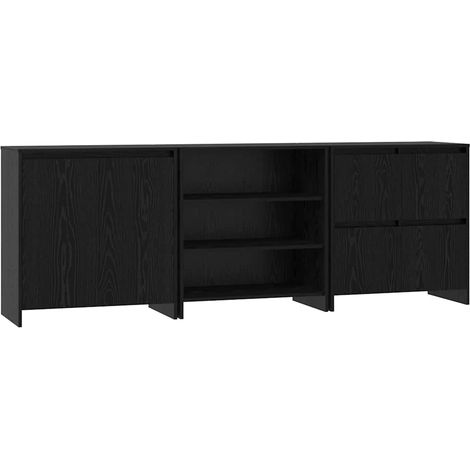 3 pcs Buffet,Bahut,Meuble de Rangement Chêne noir 70 x 41 x 75 cm Bois d'ingénierie CFW27395 (1/5)
