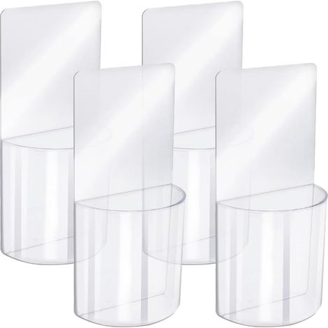 BRAVIX 4 Pièces Support Télécommande Mural, Organisateur Multimédia Acrylique Support Mural, Transparent Sans Boîte de Rangement de Perçage, pour Chambre à Coucher, Table de Chevet