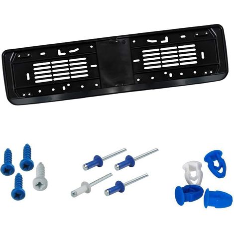 Portatarga Auto Italia Europa per Posteriore in Plastica (53x13,5 cm) - Supporto targa universale di colore nero in Polipropilene con 4 Viti, 4 Rivett (1/5)