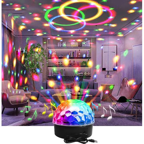 Boule disco, projecteur lumineux disco, lampe LED 9 couleurs avec télécommande pour décoration d'Halloween, discothèque, karaoké ou club. (1/2)