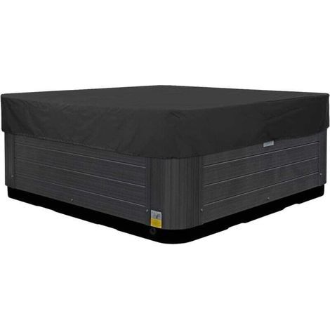 Outdoor-Whirlpoolabdeckung, wasser- und staubdicht, 210D Oxford-Gewebe, quadratische Poolabdeckung, schwarz, 231 x 231 x 30 cm (1/5)