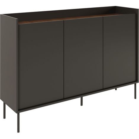 Selsey TOVI – Buffet 3 portes - Noir/Noyer du Wisconsin - 140 cm (1/5)
