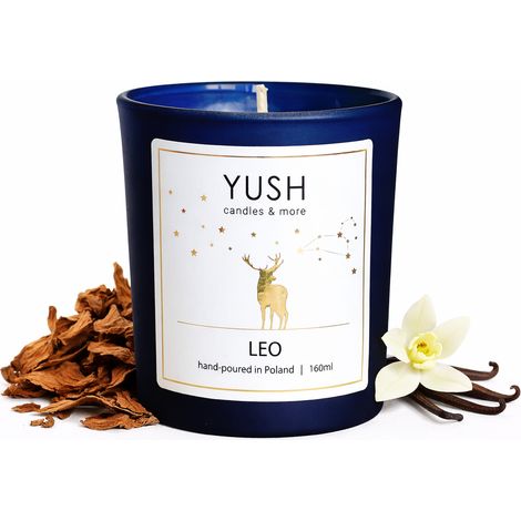 LEO - candela profumata in cera di soia, segno zodiacale LEONE, yush, vaniglia, tabacco profumato (1/5)
