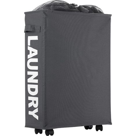 1 Panier à Linge Pliable, 4 Roues, Tissu Oxford 600D, Capacité 35L, Pour Buanderie et Rangement Jouets