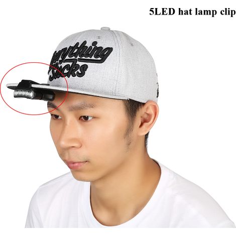 Lampe Frontale 5 LED pour Casquette - Randonnée, Pêche, Camping (Noir)