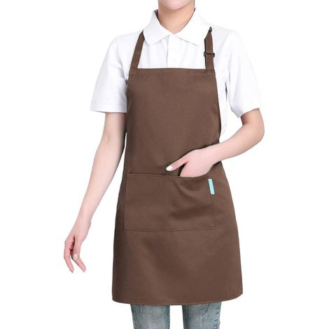 Tablier De Cuisine - Polyester - Ajustable Avec Bretelle Pour Le Cou - 2 Poches - Protection Contre Les Éclaboussures - 1 Pièce (1/5)
