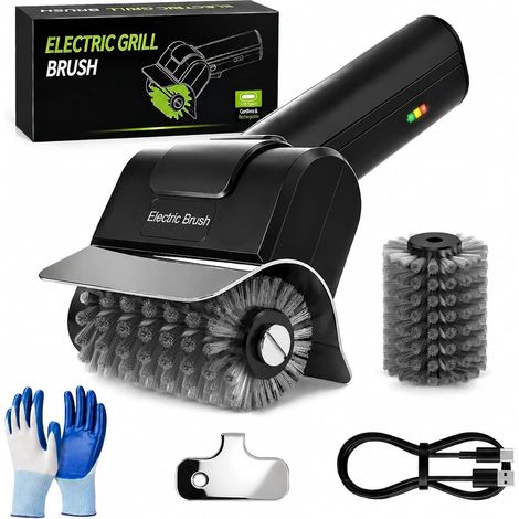 Nettoyeur Grille Barbecue Électrique, Brosse Barbecue Electrique sans Fil 3 en 1 Rotative Electric Grill Brush Autonomie de 90 Minutes pour Grille en Fonte Fumoir Plaque