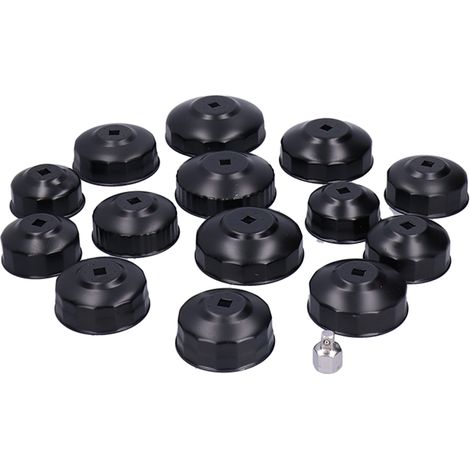 Jeu de 15 clés à douille pour bouchon de filtre à huile, outil de démontage de type coupelle, entraînement 3/8", avec coffret de rangement (1/5)
