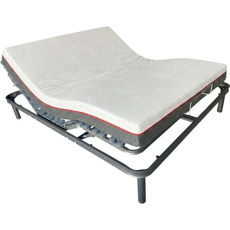 Pack Cama Eléctrica Articulada 135x190 cm con Colchón Viscoelástico Nert 5 planos motor, Mando y 7 zonas