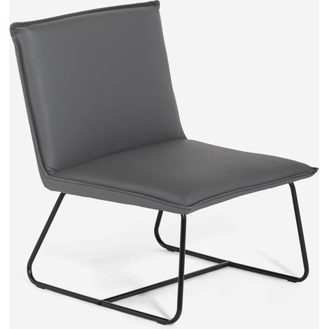 Sedia poltroncina imbottita da salotto e ufficio moderna in similpelle Lova - Grigio