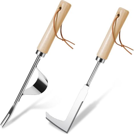 2 Pcs Manual Weed Killer Knife Stainless Steel Manual Weed Remover Weed Puller Weed Remover Garden Weeding Tool for Weeding, Transplanting and Uprooting (1/5)