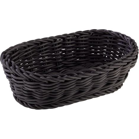 Ovaler Korb „PROFI LINE“ – Weidenkorb aus Polypropylen – Maße: 19 x 12 cm / Höhe: 6 cm / Farbe: Schwarz
